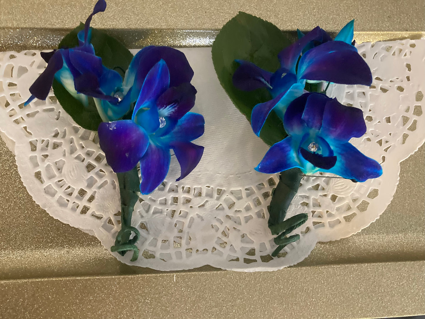 boutonnières- Blue Bomb Dendrobian Orchids
