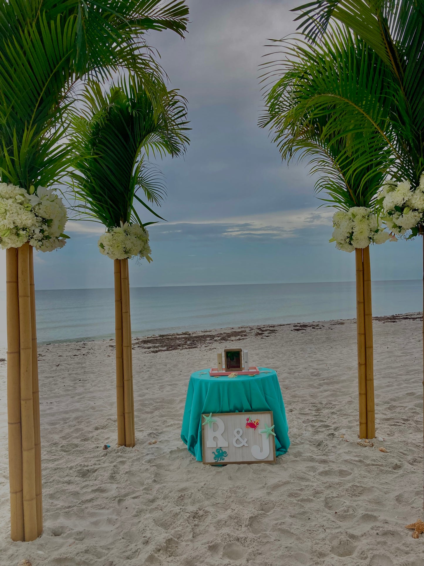 A Beautiful Beach Palm Frond & Bamboo Arch