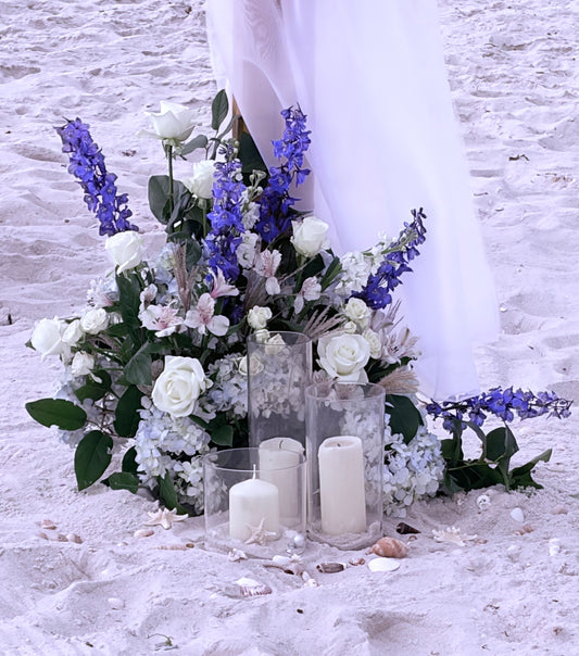 Blue and white