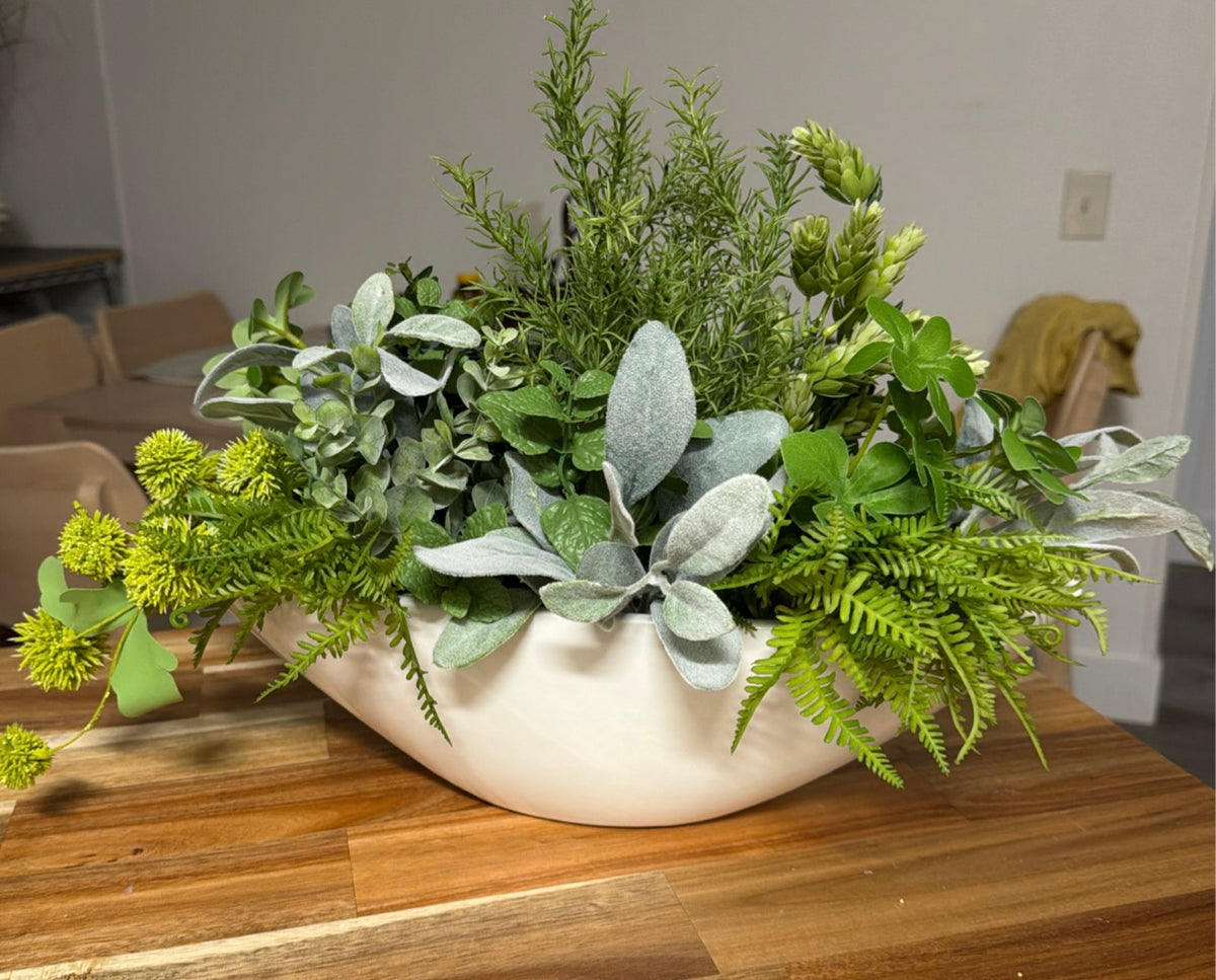 Herb silk table centerpiece